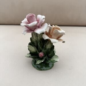 N Dresden Crown Porcelain Rose Figurine 1890-1930 Stamped Hand Painted In Italy